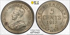 Canada Newfoundland 1912 5 Cents Five Cent Small Silver Coin - PCGS MS-65