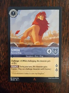 Disney Lorcana The First Chapter Simba Returned King 189/204 Rare Cold Foil - Picture 1 of 4