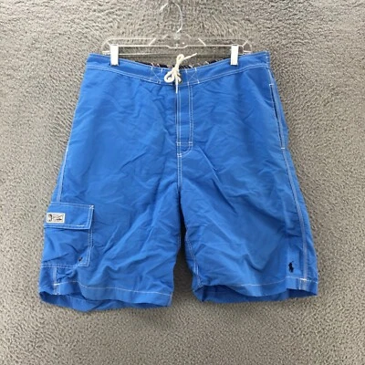 Polo By Ralph Lauren Cargo Board Shorts Para Hombres L Azul tiro alto cordón bolsillo Foto 1 de 4