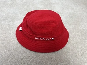 Vintage Tommy Hilfiger Hat Girls Bucket Red Fleece Fisherman Kids Youth Cap - Picture 1 of 14