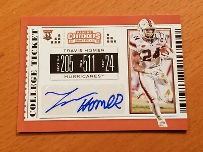 2019 Contenders Draft #276 Travis Homer Miami Seahawks Rookie RB Auto C - Image 1 of 2