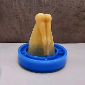 Caramel McKee Bottoms Up Shot Glass Cup #77725 Shines & Blue Delphite Coaster - Picture 1 of 24