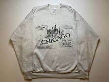 Vintage Chicago Sweatshirt Mens XL Gray 90's City Skyline Crewneck Graphic