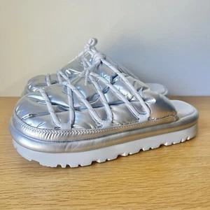 UGG Hi Shine Spaceslider Slides Women's 11 Silver 1149033 Slippers SHIPS ASAP - Picture 1 of 8