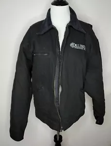 CORNERSTONE Quilted Lined Jacket Men LG Canvas Black Zip Corduroy CollarWorkwear - Picture 1 of 15