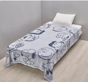 Snoopy Towel Blanket Happiness Blue Made in Japan Imabari NEW - Picture 1 of 2