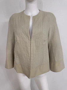 Akris Bergdorf Goodman Linen W Silk Taffeta Accent Blazer Jacket In Oyster 10 M - Picture 1 of 7
