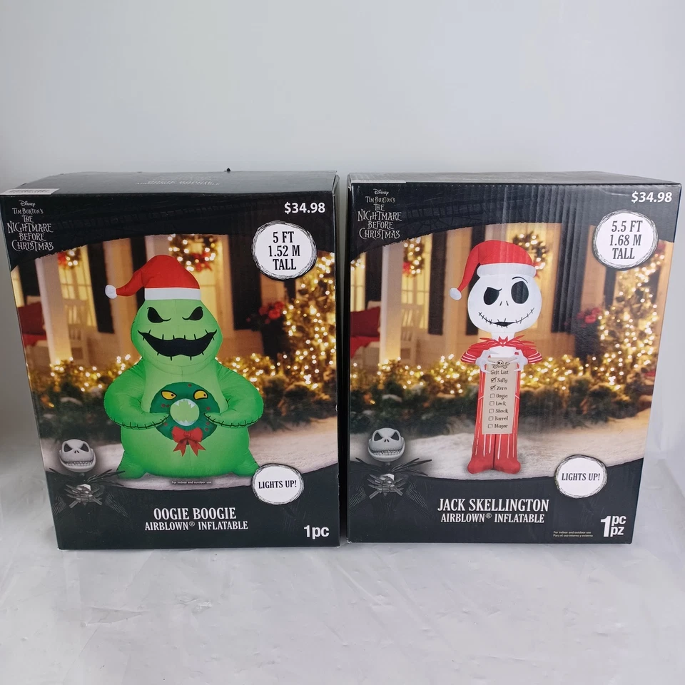 Gemmy Oogie Boogie Christmas Inflatable Wreath 5 ft Nightmare Before Christmas