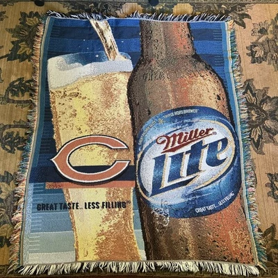 Tapiz manta vintage Chicago Bears Miller Lite  Foto 1 de 4