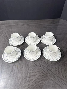 GDA Limoges France Porcelain Espresso Cup and Saucer Demitasse Blue Corn Flowers - Picture 1 of 10