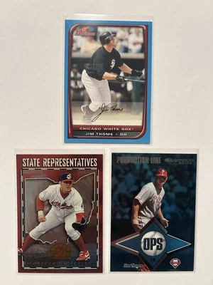 Jim Thome 2008 Bowman azul paralelo/500 + representante estatal/500 + línea de producción/958 Foto 1 de 2