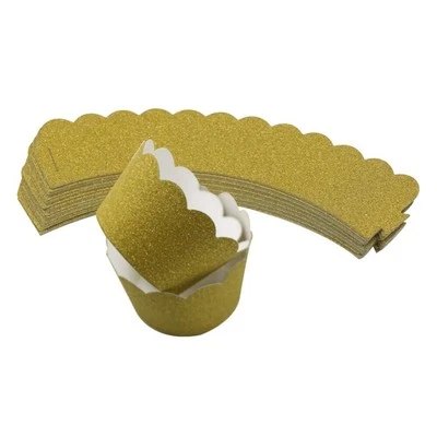 Envoltura de Cupcakes Brillo Dorado para Nochevieja Cumpleaños Fiesta Decoración Boda... Foto 1 de 4