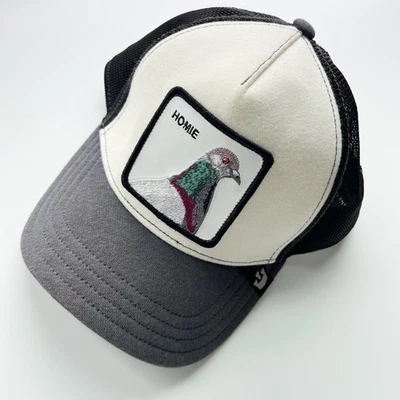 Sombrero de paloma Goorin Bros The Farm Snapback Trucker Homie blanco gris carbón Foto 1 de 4