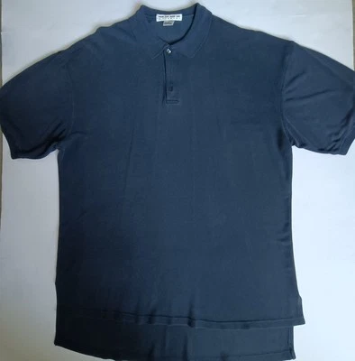 Per Lui Per Lei by Kukki  100% Silk pique  Mens Navy  Polo Shirt Size L - Image 1 of 4