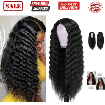 Pelucas de cabello sintético rizado de 28 pulgadas de largo para mujer peluca frontal de encaje negro sintético... Foto 1 de 4