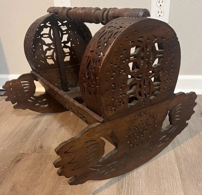 Vintage Wooden Ottoman Cradle Osmanli Besik Handcarved ￼ - Image 1 of 4