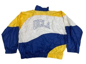 Vintage 90s Sports Mike UCLA Windbreaker Jacket L Blue Yellow Coachs College - Picture 1 of 19