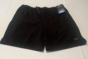 Speedo Tech Volley with UPF Protection Swim Shorts, Blac & Gray Large 34/36 New - Picture 1 of 7