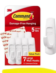 Utility Hooks Damage Free Hanging Wall Hooks with Adhesive Strips No Tools Wall - Picture 1 of 9