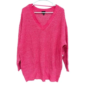Torrid Womens Plus Size V Neck Knit Sweater Pink Size 2 - 2XL Oversized Pullover - Picture 1 of 8