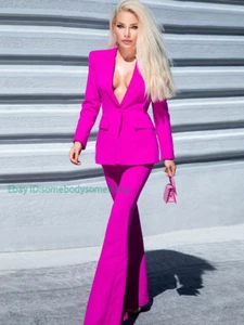 Two Piece Set Office Ladies Women Single Button Pants Blazer + Pants Formal Suit - Picture 1 of 24