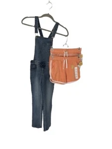 3 of NWT Cat&Jack Stretch Girls Blue Jean Overall, 2 Shotrs, Sz M (7, 8) - Picture 1 of 18