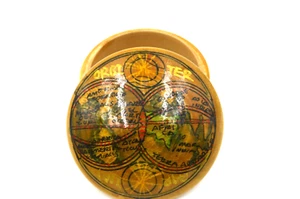 Vintage - "Orbiter Rarum" Holzbehälter Schatulle/Schmuckkästchen - 3" Durchmesser - KARTE - Bild 1 von 5