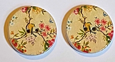 2 Bird on a Branch Floral Sewing Buttons Crafting Wood 2 Hole 3/4"  - Image 1 of 2