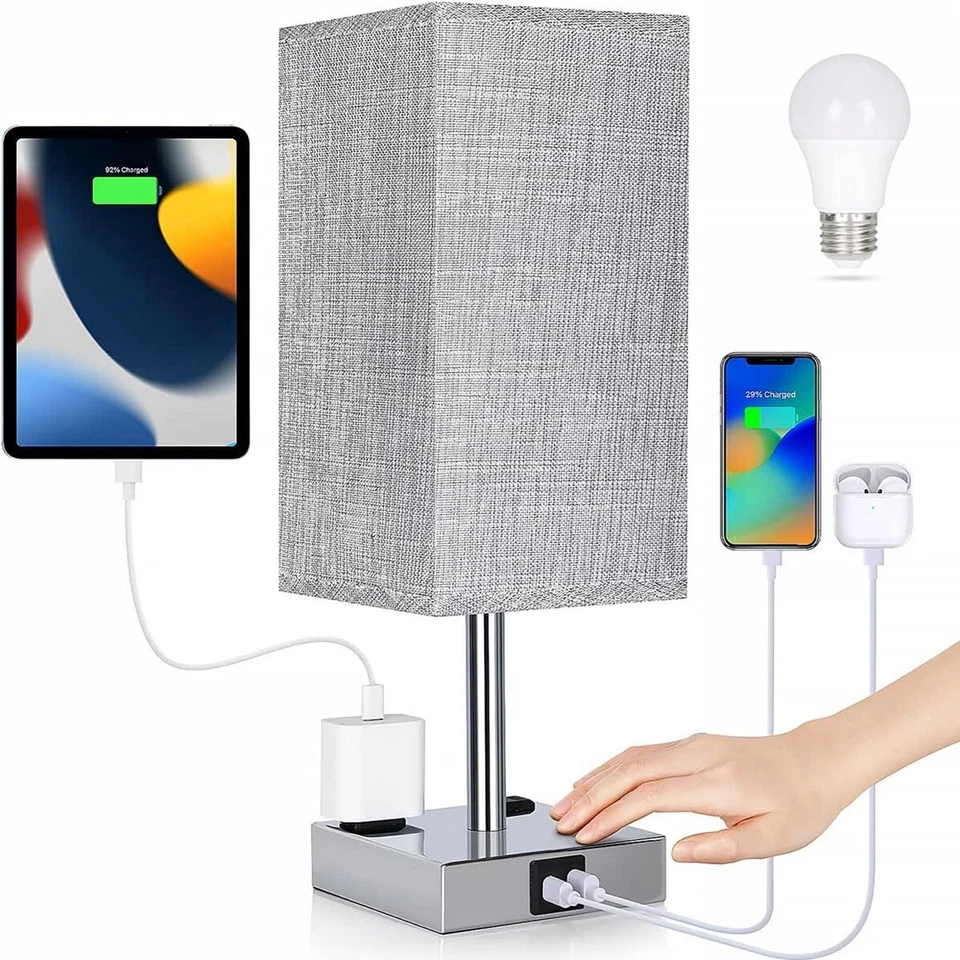 Table Lamp-Touch Control with USB Charging Ports For Bedroom Buy 2 Get 20% Off - Image 1 of 4