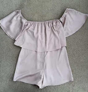 River Island Soft pink satin playsuit. Ruffle Detail. BNWOT. Size 10. RRP £45 - Picture 1 of 8