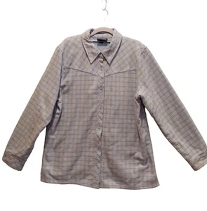 Denim Co. Flannel Shirt Mens L Fleece lined Blue Plaid Button shacket outdoor - Picture 1 of 10