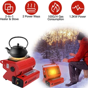 Portable Propane Butane Heater Outdoor Camping Stove Handle Compatible Dual Fuel - Picture 1 of 14