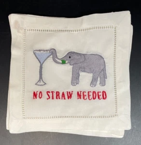 4er Set "No Straw Needed" Elefant Martini Cocktail Servietten von Love Thy Beast - Bild 1 von 5