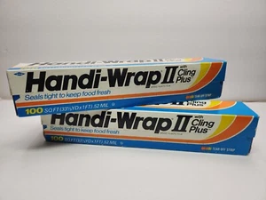 1982 Dow Handi-Wrap II Frischhaltefolie Vintage versiegelt NOS Plastikfolie Film Requisite 2 Stück - Bild 1 von 4