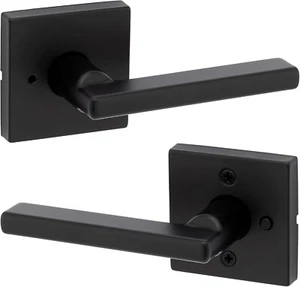 Cerradura interior puerta baño cama privacidad negro mate cuadrada palanca Halifax Kwikset Halifax - Imagen 1 de 2