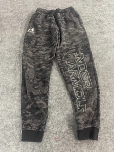 Under Armour Sweatpants Boys Medium Camouflage Black Gray Joggers Camo Youth N1 - Picture 1 of 9