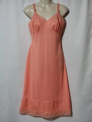 DE COLECCIÓN ROGERS MELOCOTÓN NYLON DESLIZAMIENTO COMPLETO GASA Y ENCAJE CORPIÑO Y DOBLADILLO TALLA 34 USADO EN EXCELENTE ESTADO Foto 1 de 4