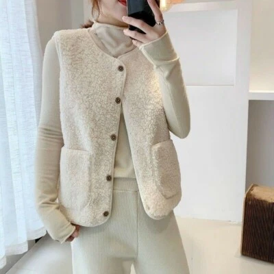 Women Vest Gilet Top Waistcoat Sleeveless Coat Faux Fur Fleece Casual Loose - Image 1 of 4