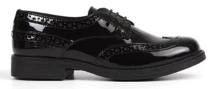 Zapatos escolares Geox para niñas talla 1,5 J Agata C junior cuero brogue negro patente - Imagen 1 de 5