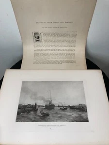c. 1880s Departure From Havre For America, Robert Mols Gebbie Photogravure Print - Picture 1 of 10