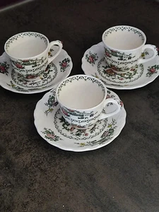 Crown Ducal Chinese Garden 3 Mokka / Espresotassen Untertasse  englische Keramik - Bild 1 von 3