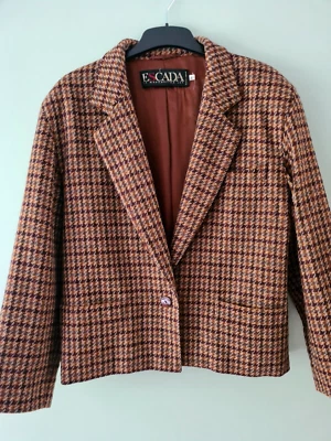 Chaqueta Blazer ESCADA Margaretha Ley 40 12/14 Marrón Lana Pata de Gallo Cuadros Foto 1 de 4