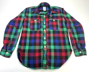 POST O'ALLS Small Flannel Shirt Men's Button up Colorful Plaid Made in USA - Picture 1 of 9