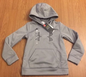 New Under Armour Youth Girls Loose Small Grey Gray $40 Hoodie Sweatshirt Storm - Picture 1 of 9