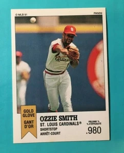 Tarjeta pegatina Ozzie Smith 1991 Panini Oddball #103 Cardenales de San Luis - Imagen 1 de 1