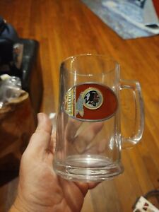NFL Washington Redskins Glass Mug Pewter Logo Beer Stein Original Team 3D Logo