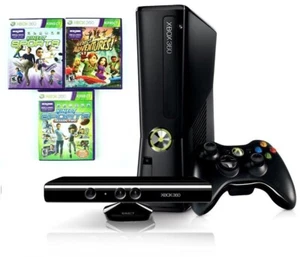 Microsoft Xbox 360 S Slim 4GB Console Bundle Kinect Controller Sports Adventures - Picture 1 of 2