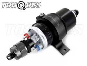 Sytec Hi OTP044 Fuel Pump AN-6 Check Valve Outlet/ AN-8 Inlet +Cradle In Black - Picture 1 of 4
