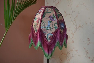 Lampshade lotus pink multi printed hand-stitched table lampshade floor lampshade - Image 1 of 4