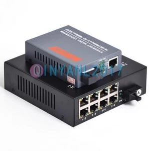 Gigabit Fiber Optic Media Converter 1 CH*SC 8 CH*RJ45 Converter Transceiver - Picture 1 of 1